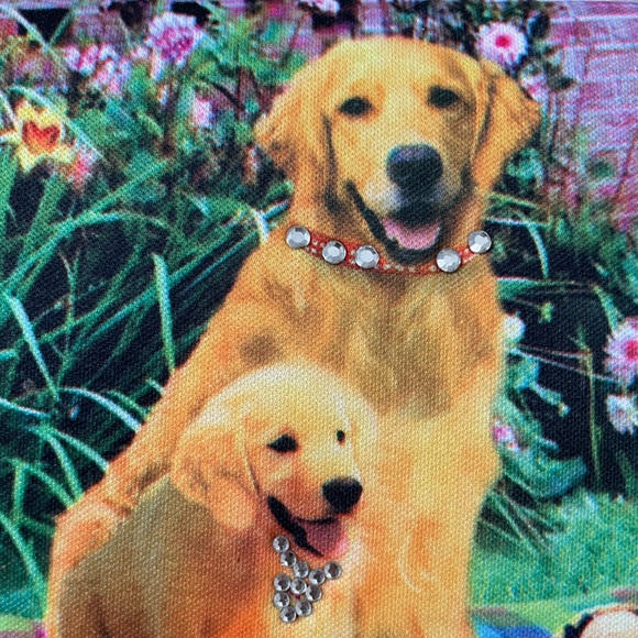 Golden Retriever Mom and Puppy Dog Wallet w Rhinestones Collars NWOT Trifold - Picture 5 of 7